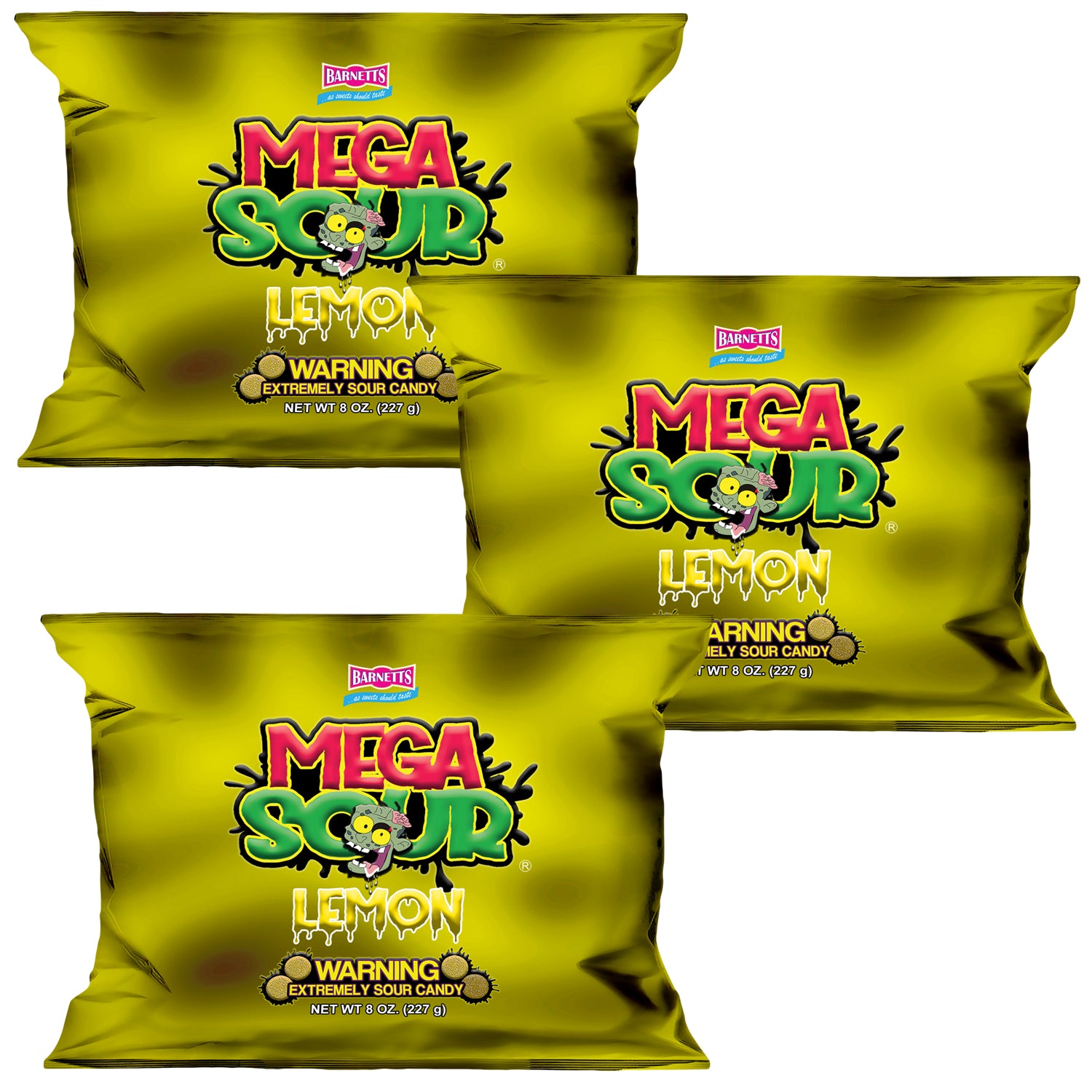 3 Pack Bundle Pack - Barnett Sweets Mega Sour Candy Lemon
