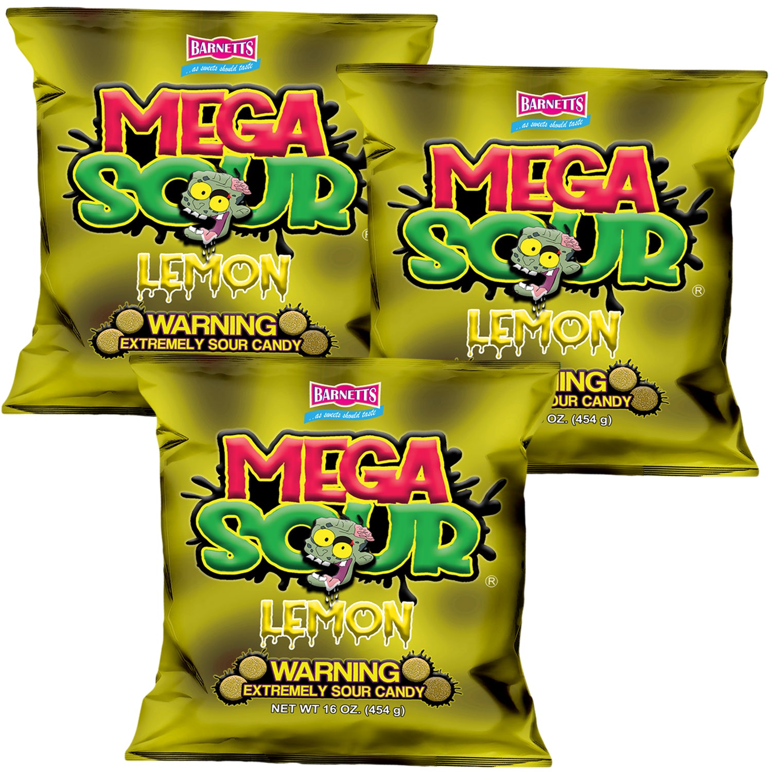 3 Pack Bundle Pack - Barnett Sweets Mega Sour Candy Lemon