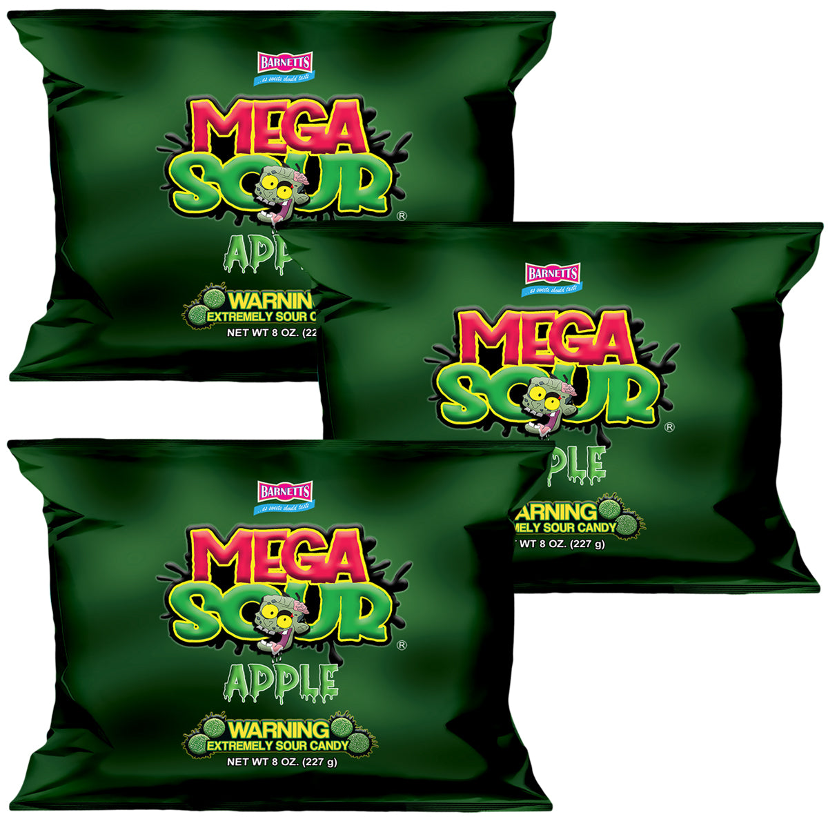 3 Pack Bundle Pack - Barnett Sweets Mega Sour Candy Apple