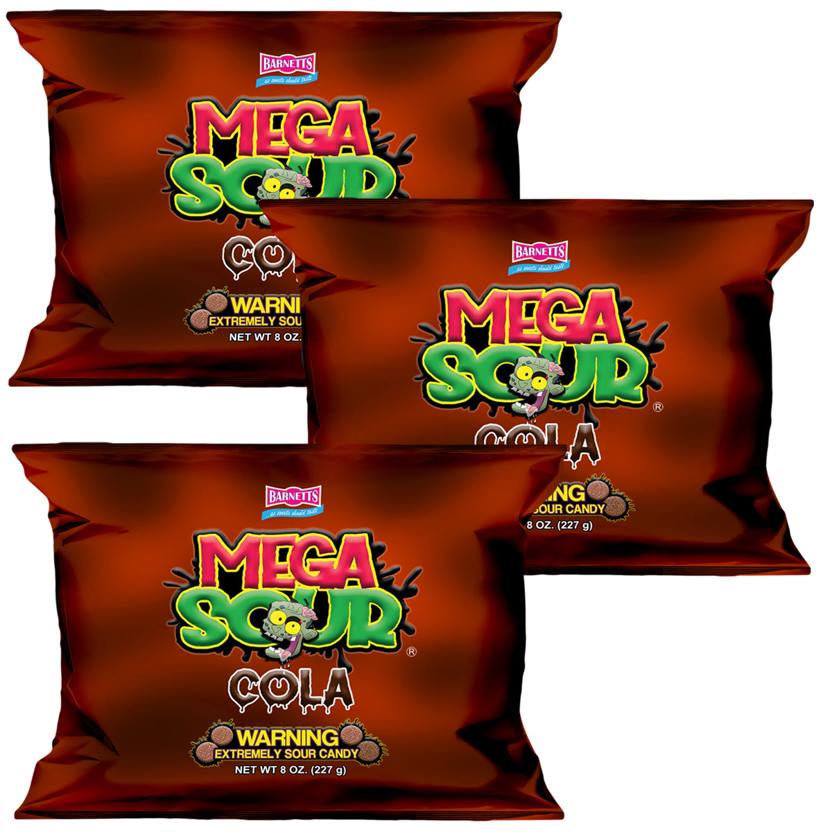 3 Pack Bundle Pack - Barnett Sweets Mega Sour Candy Cola