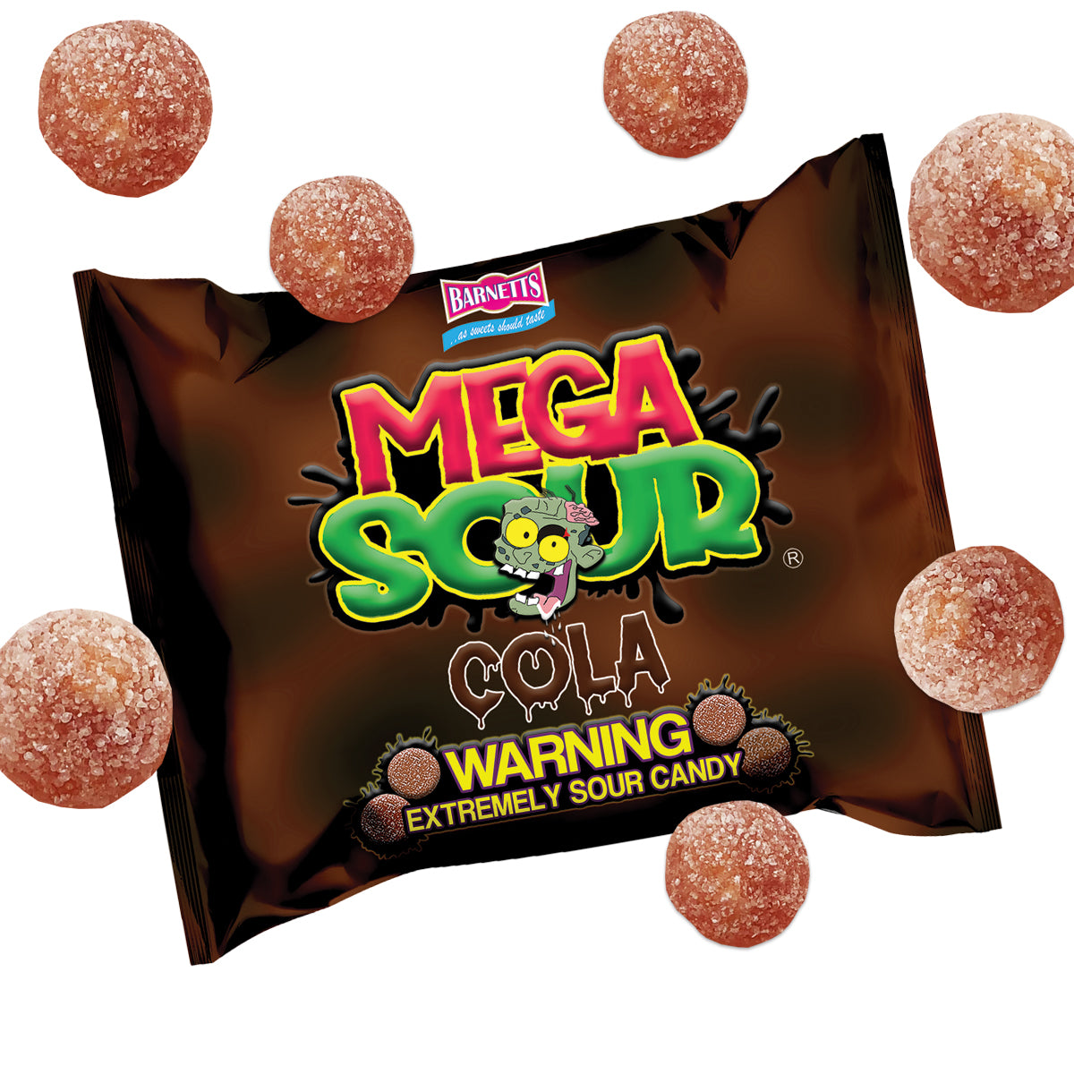 Barnetts Mega Sour Candy Cola - Trendy Sweet Bags - Traditionally Handmade Sweets - Sour Coating Lasts 20 Seconds - Candies for Party Bag, Gift Hamper, or Hamper Box