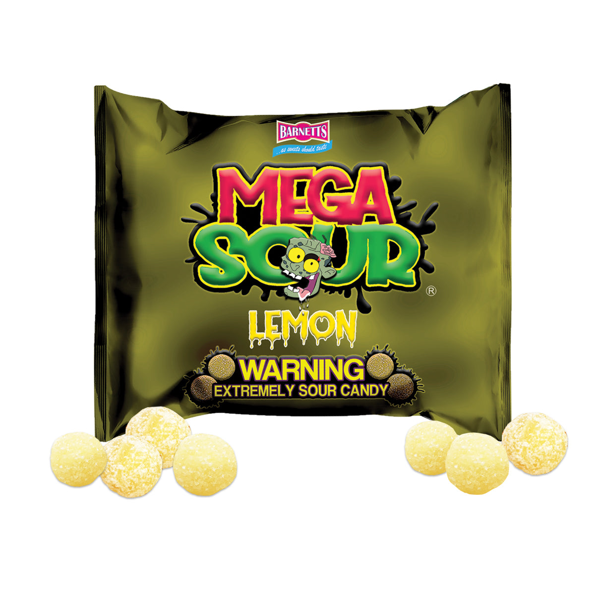 Barnetts Mega Sour Candy Lemon - Trendy Sweet Bags - Traditionally Handmade Sweets - Sour Coating Lasts 20 Seconds - Candies for Party Bag, Gift Hamper, or Hamper Box