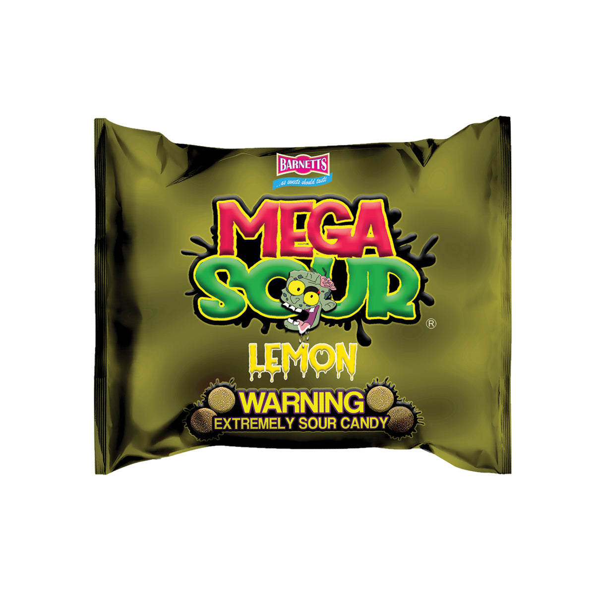 Barnetts Mega Sour Candy Lemon - Trendy Sweet Bags - Traditionally Handmade Sweets - Sour Coating Lasts 20 Seconds - Candies for Party Bag, Gift Hamper, or Hamper Box