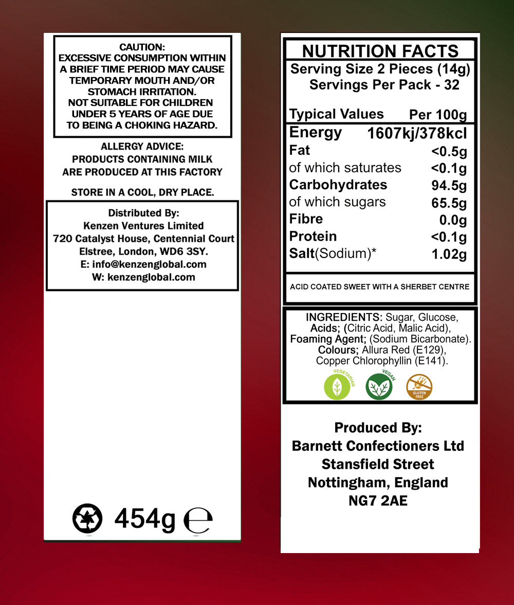 3 Pack Bundle Pack - Barnett Sweets Mega Sour Candy Watermelon