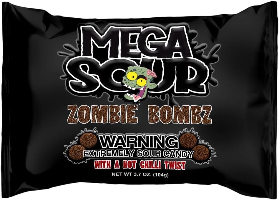 Barnetts Mega Sour Candy Zombie Bombz with a Hot Chilli Twist 104g / 3.7OZ – Handmade British Hard Sweets – Extreme Sour Candy Challenge – Retro Party Bag & Gift Hamper Treats