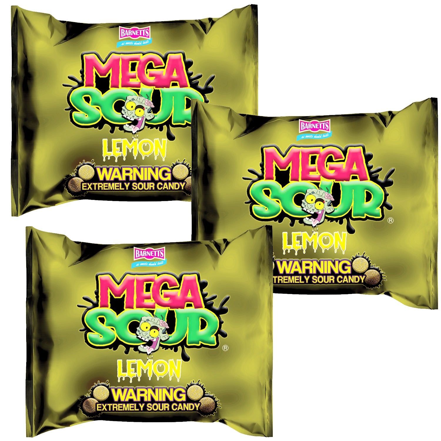 3 Pack Bundle Pack - Barnett Sweets Mega Sour Candy Lemon