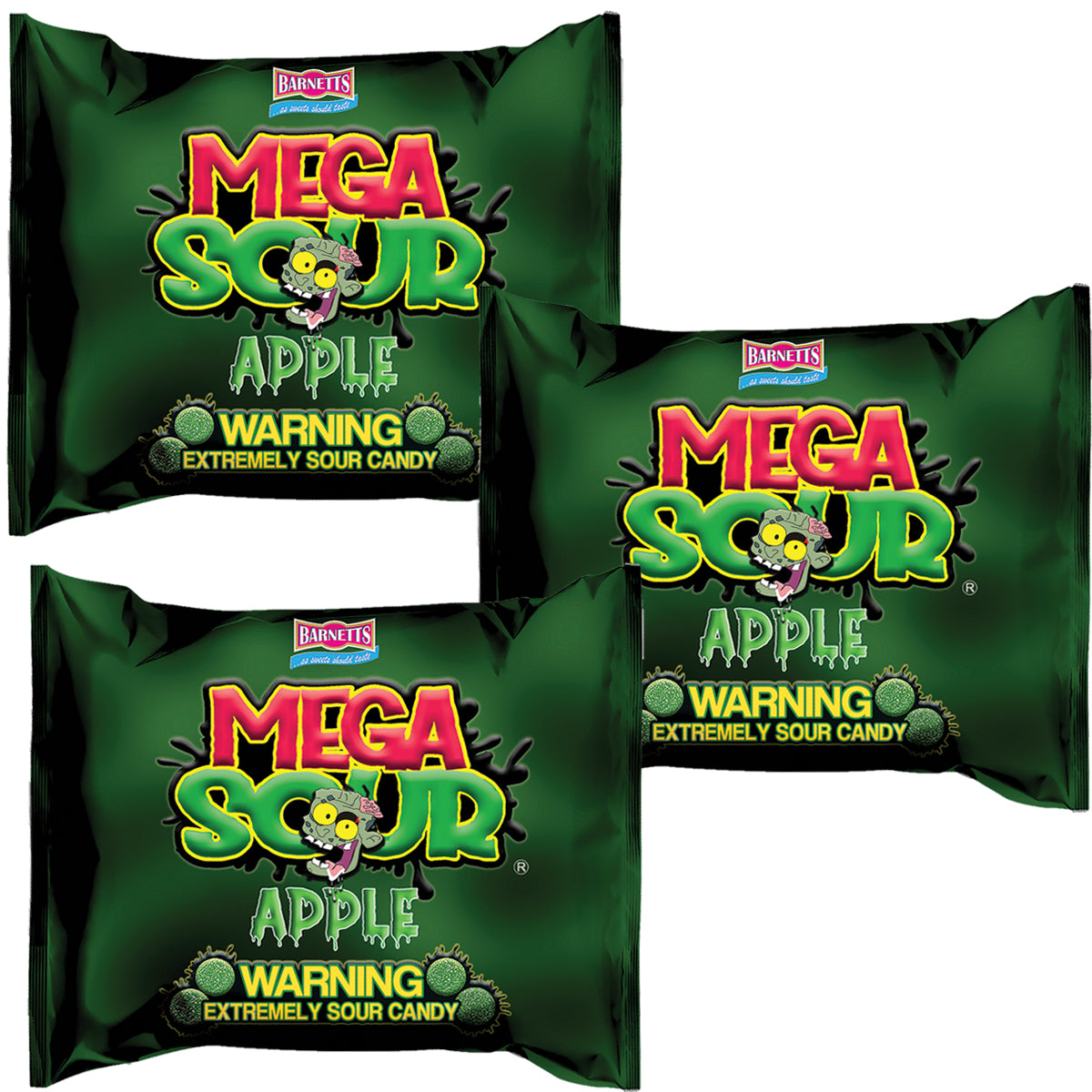 3 Pack Bundle Pack - Barnett Sweets Mega Sour Candy Apple