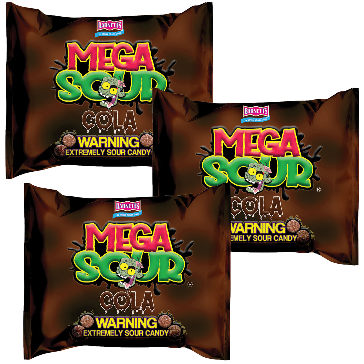 3 Pack Bundle Pack - Barnett Sweets Mega Sour Candy Cola