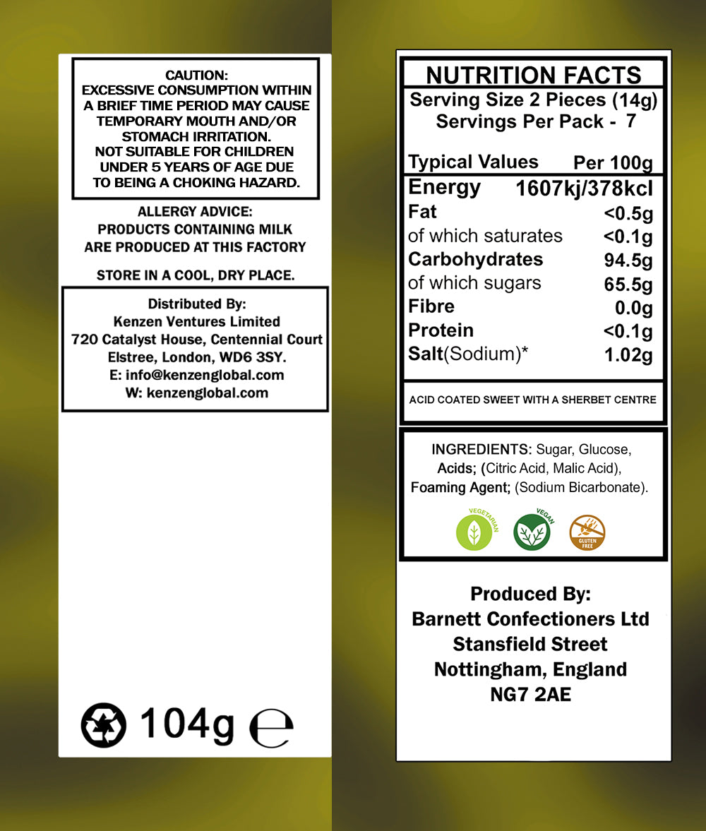 Barnett Sweets Mega Sour Candy Lemon