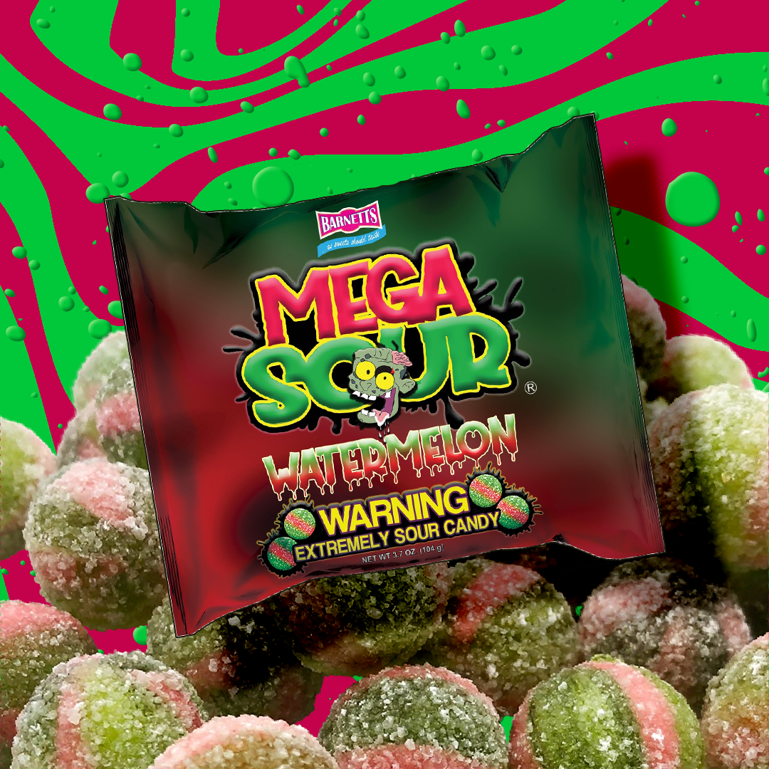 Barnetts Mega Sour Candy - 4 Pack Bundle - Raspberry | Fruits | Apple ...